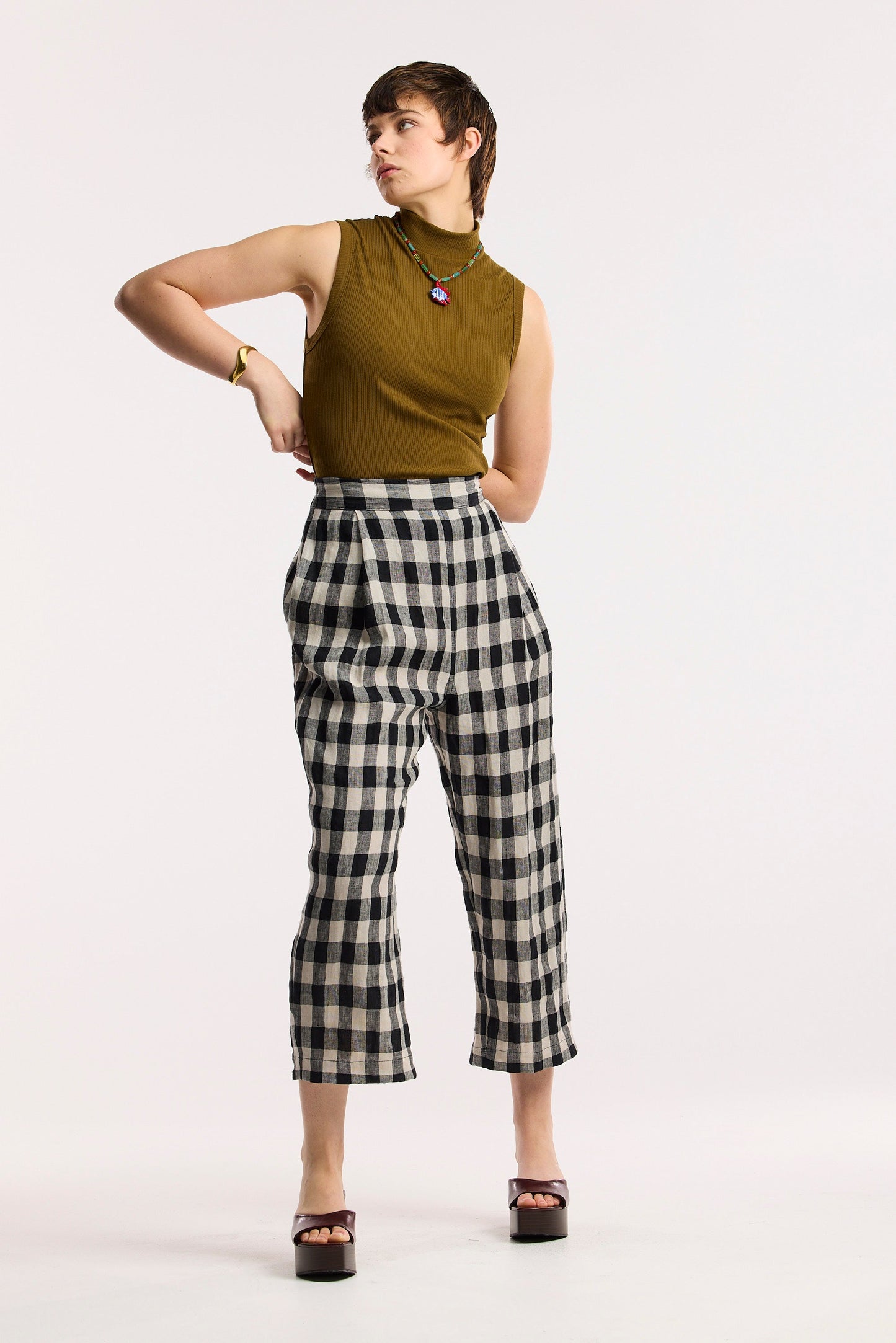 Laneway Check Barrel Leg Pant