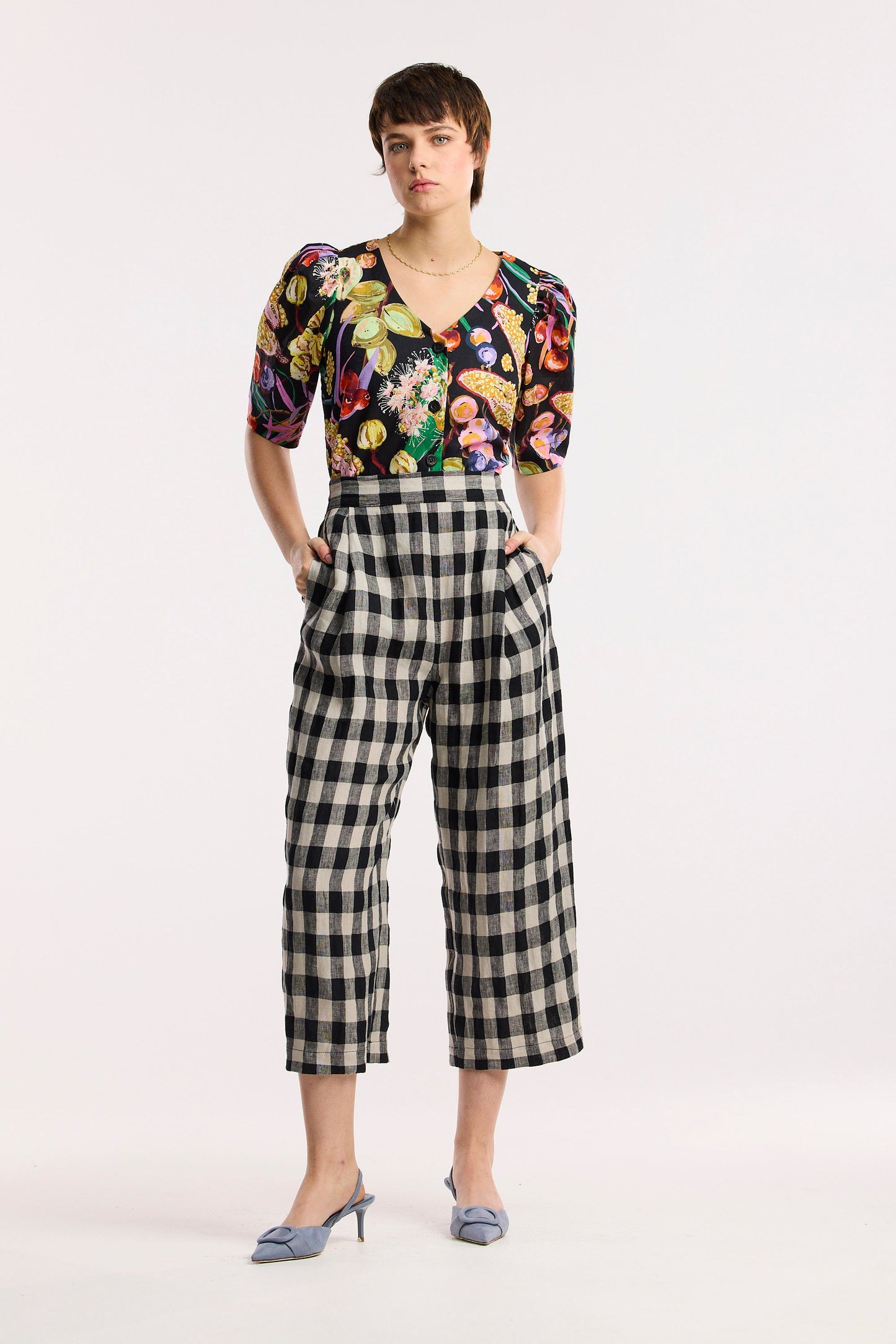 Laneway Check Barrel Leg Pant