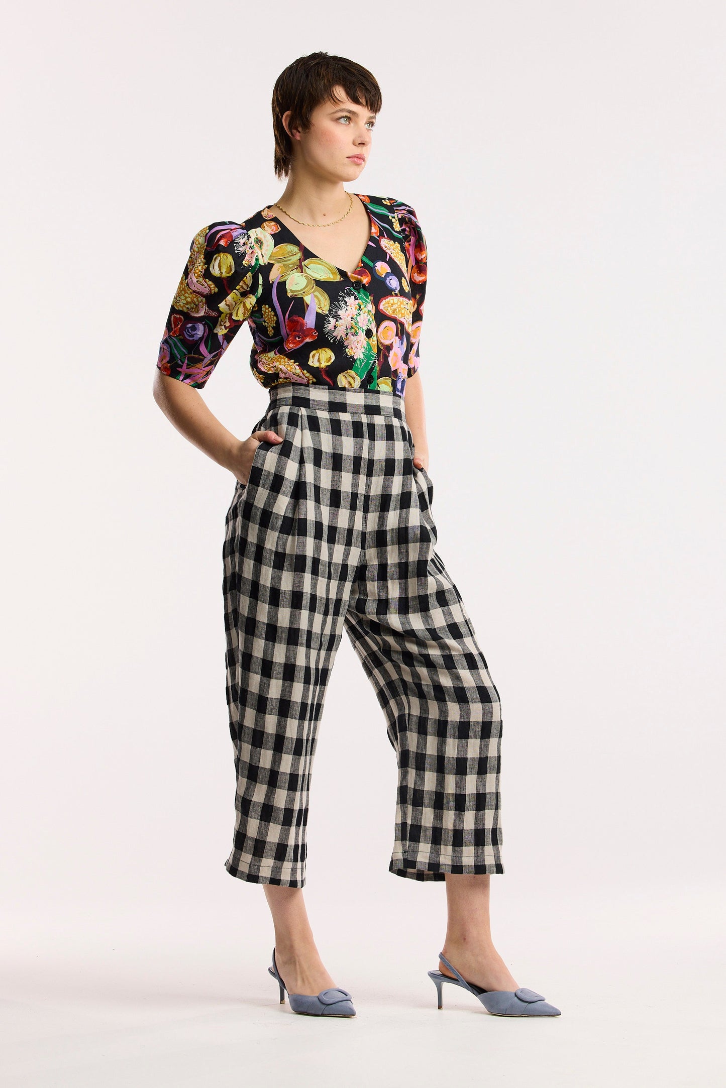 Laneway Check Barrel Leg Pant